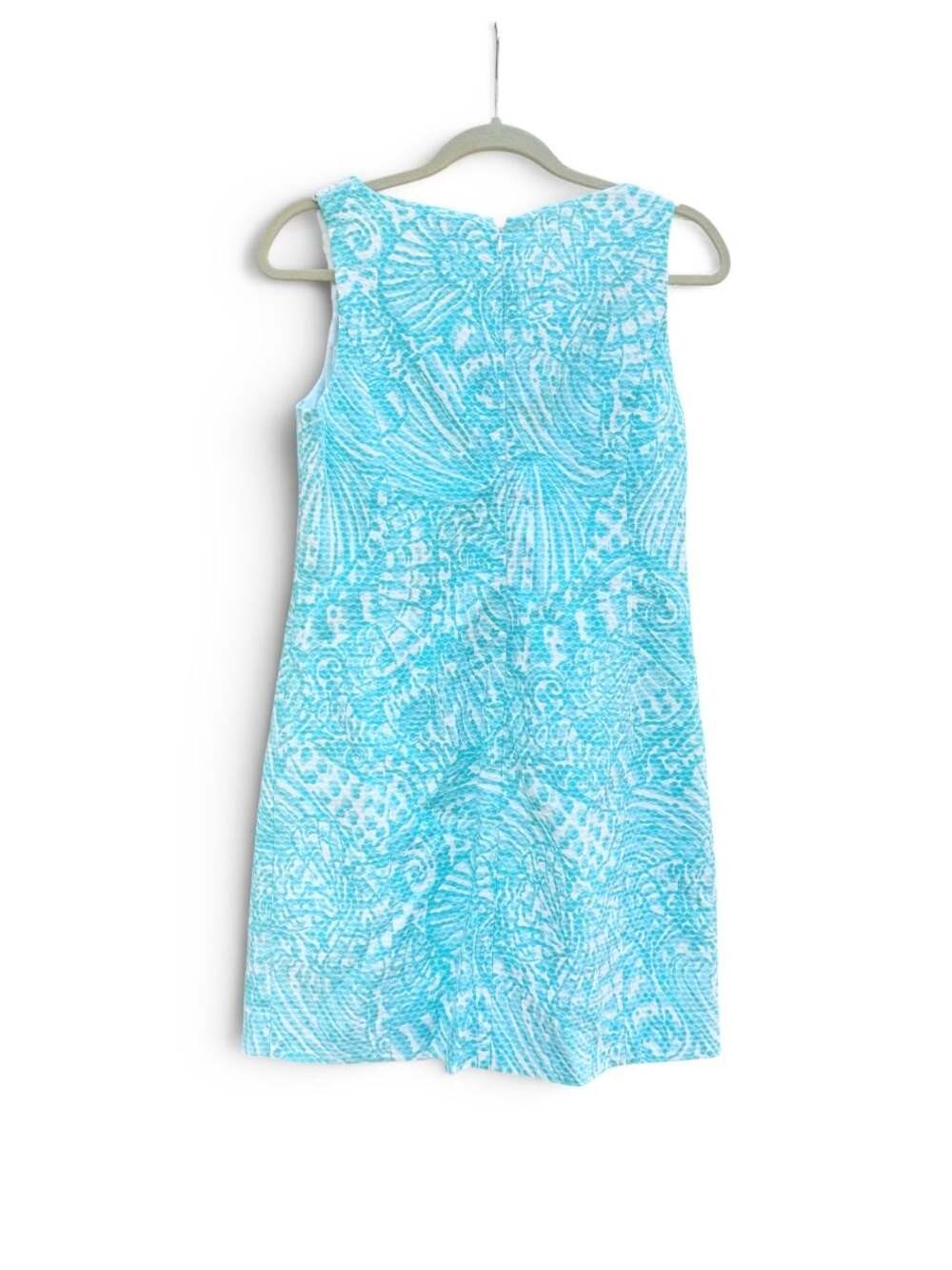 Lilly Pulitzer McFarlane Shorely Blue Sleeveless Shell Print Shift Dress Size 8 - Picture 4 of 4